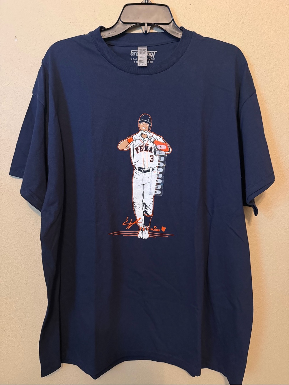 Houston Astros Jeremy Peña Heart Hands T-Shirt Men’s XL NWOT 100% Cotton Blue